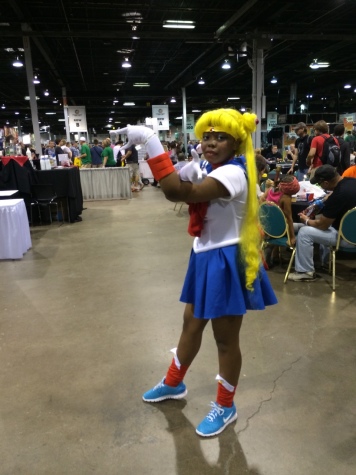 A beautiful cosplay of Sailor Moon from the anime and manga, "Sailor Moon." 