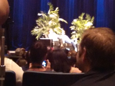 Matt Smith and Karen Gillan at the Doctor Who Dual VIP panel at Rosemont Theater. 