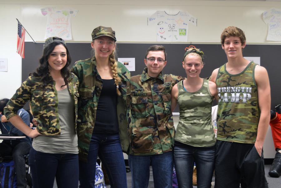 PHS students adorn camo for Support The Troops Tuesday. 
