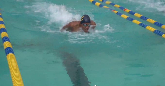 Justin Lynch races butterfly for UC Berkeley.