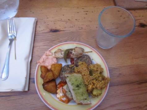 Photograph of the food we were served buffet style at Café Ba-Ba-Reeba 