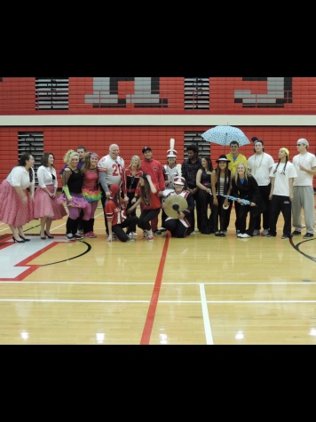 Teachers and seniors that participated in Dancing with the Pirates 2014, 12/11/14.