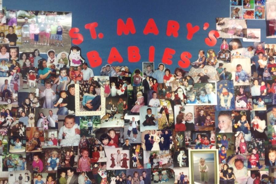 A board in the Hopeful Beginnings office showing various happy adoptions over the years. 