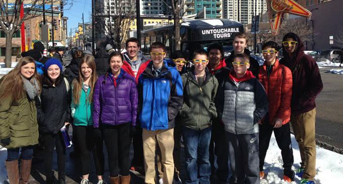 Members of the Social Studies club pose for a picture in Chicago 