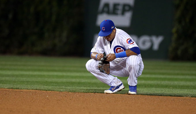 Chicago Cubs second baseman Starlin Castro in the top of the eighth inning of an 8-3 loss against the New York Mets during Game 4 of the NLCS on Wednesday, Oct. 21, 2015, at Wrigley Field in Chicago. The Mets win eliminates the Cubs.