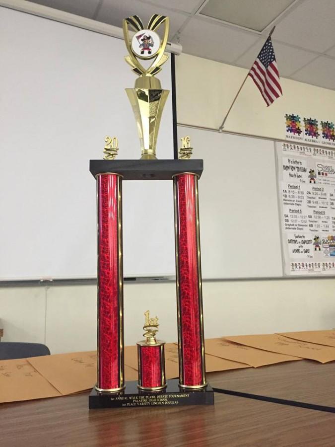 1st place trophy for Palatines Walk the Plank debate tournament.