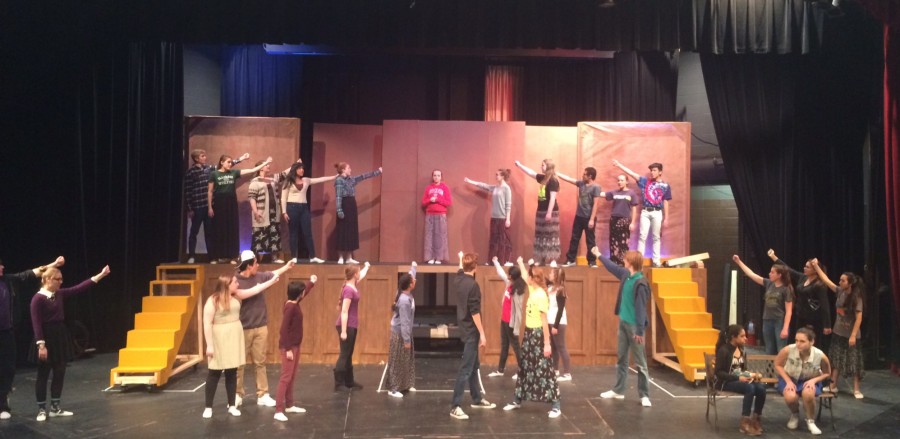 The musical cast rehearses the song High on a Hill in preparation for the premiere of their show on Feb. 3. 