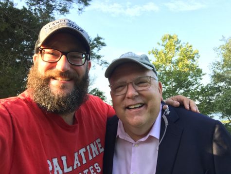 Palatine High school teacher Sean Fisher-Rohde and meteorologist Tom Skilling on the day of the eclipse.