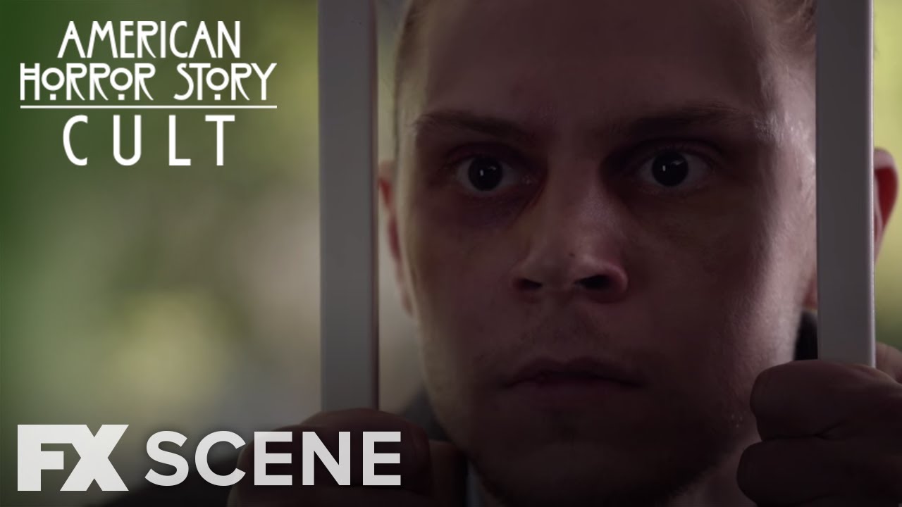 Evan Peters looks on menacingly in season seven of American Horror story.