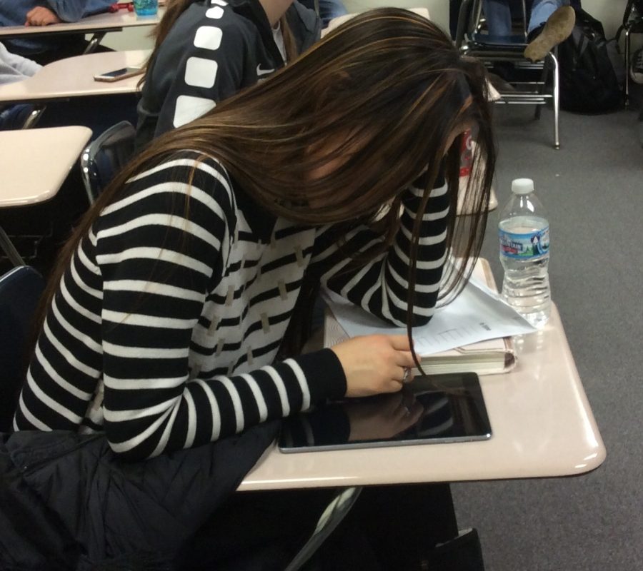 PHS senior sleeping in her AP Literature and Composition class.