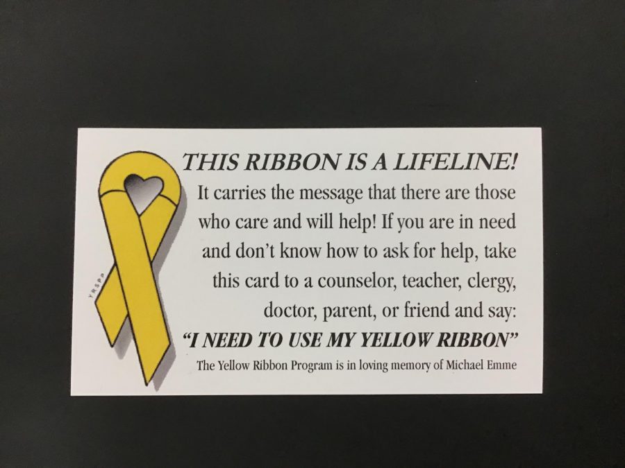 Suicide help cards are available at front office