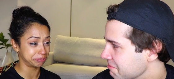 Liza Koshy and David Dobrik telling viewers about their breakup. 