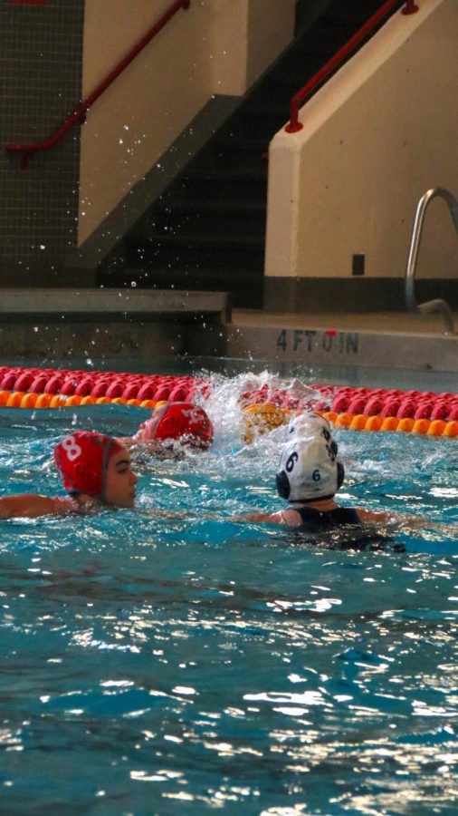 The ball is launched to the side of the pool as PHS attempts to the switch the ball to be theirs.