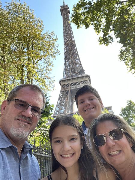 Billy Panos and his family during summer vacation of 2022 visiting Paris.