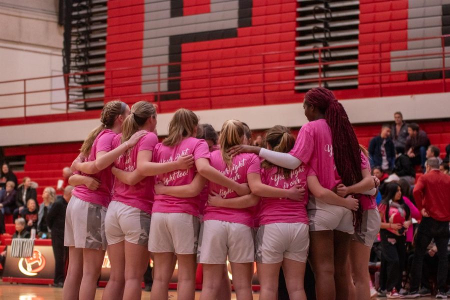 PHS Girls Basketball Stand Up to Cancer against BHS