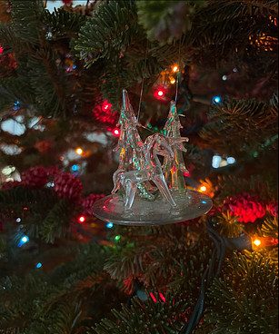 Tsau’s favorite ornament in her collection: a unicorn standing on ice surrounded by pine trees.
