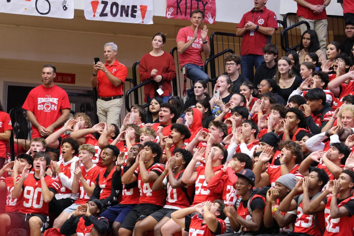 Palatine's football section helps hype up homecoming's royal rally. Picture taken last school year.