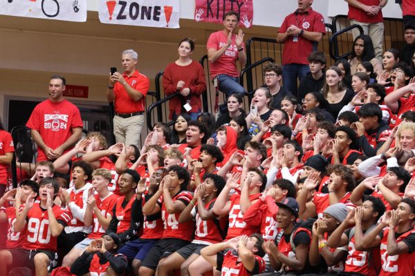 Palatine's football section helps hype up homecoming's royal rally. Picture taken last school year.