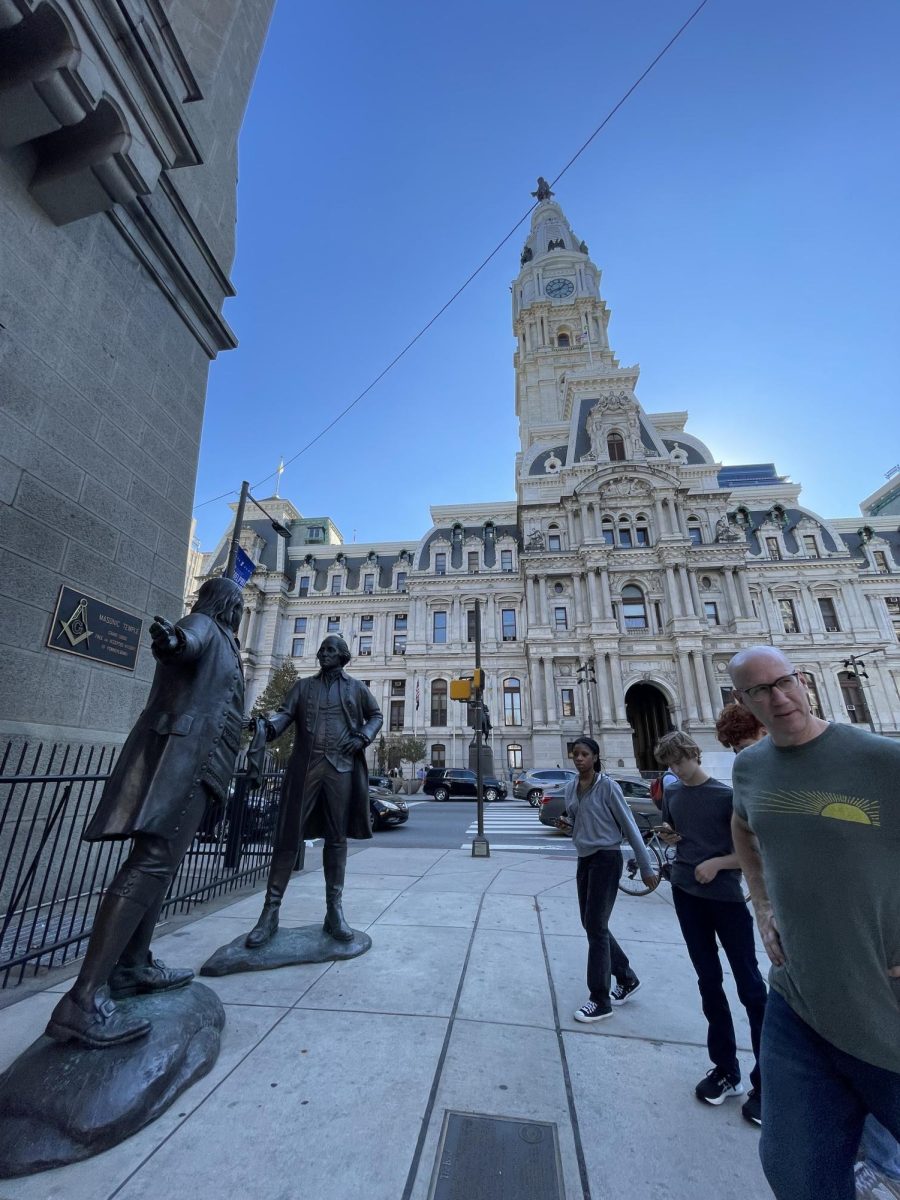 Okwara and other students stop by Philadelphia City Hall.