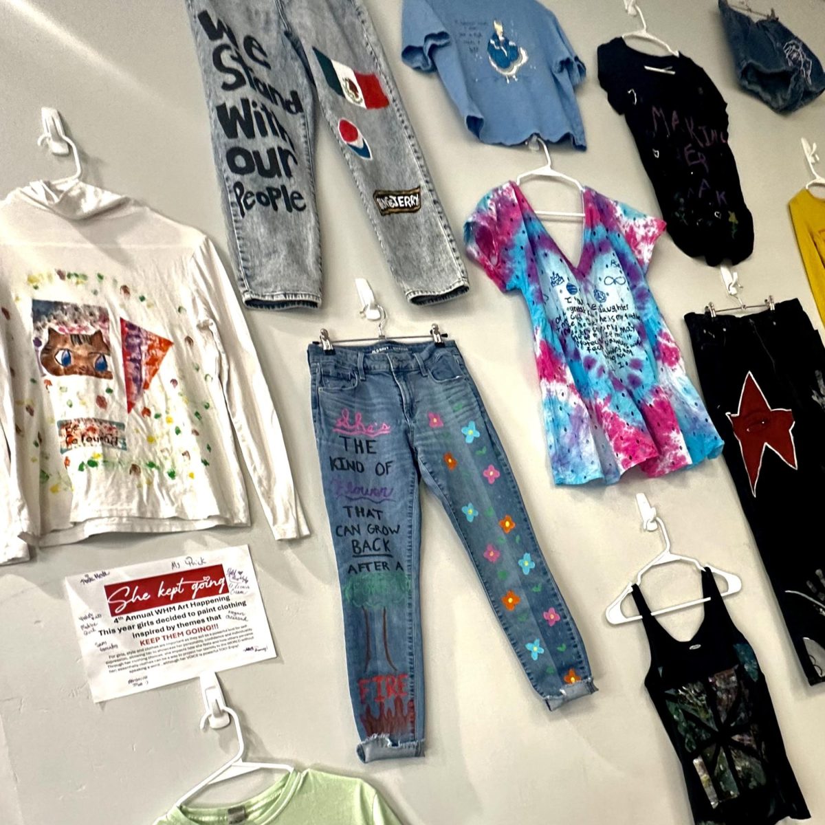 Girls at Palatine decorated various articles of clothing, inspired by the themes that "keep them going" during the fourth Women's History Month Art Happening.