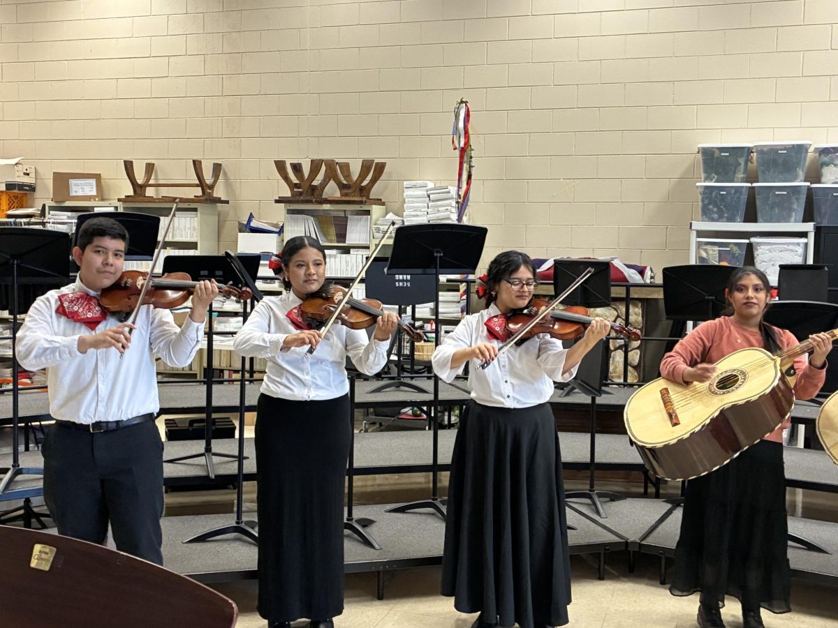 Mariachi students play Latino songs at the first district performance in the history of D211.