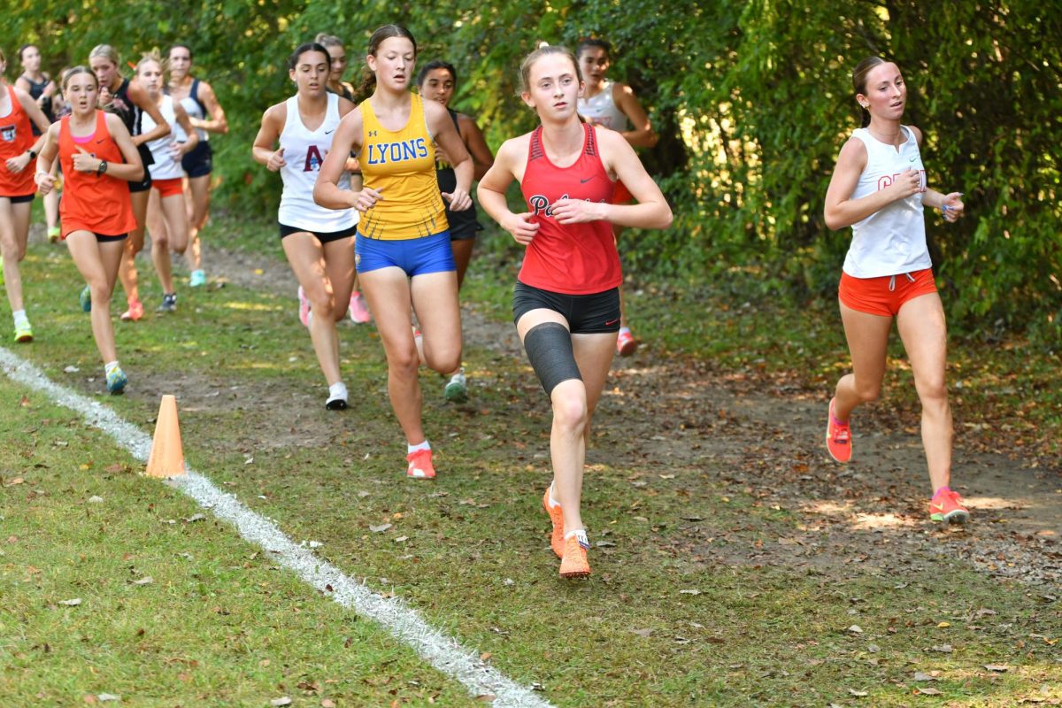 Sophomore Ellie Garret diligently competes despite her injury.