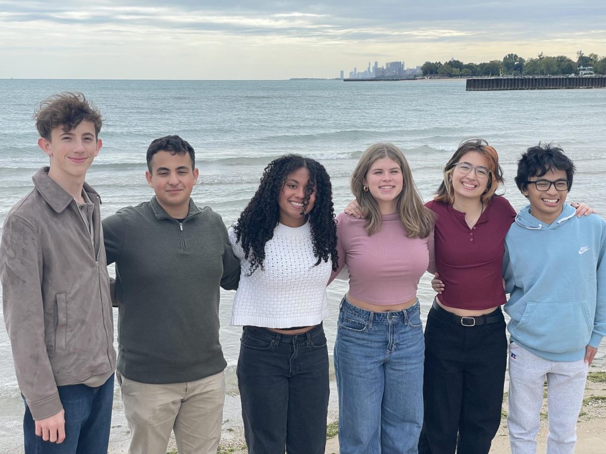 Cutlass editors pose on Northwestern University's beach in Evanston after attending the Medill High School Day of Journalism