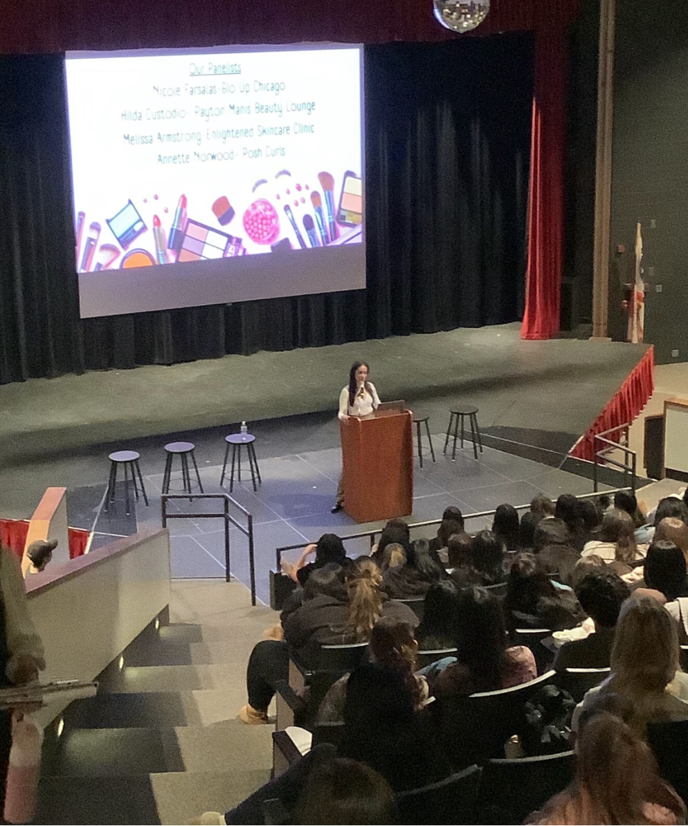 Payton Manis Beauty Lounge business owner Hilda Custodio sharing her story to the students in attendance on the day of the event.