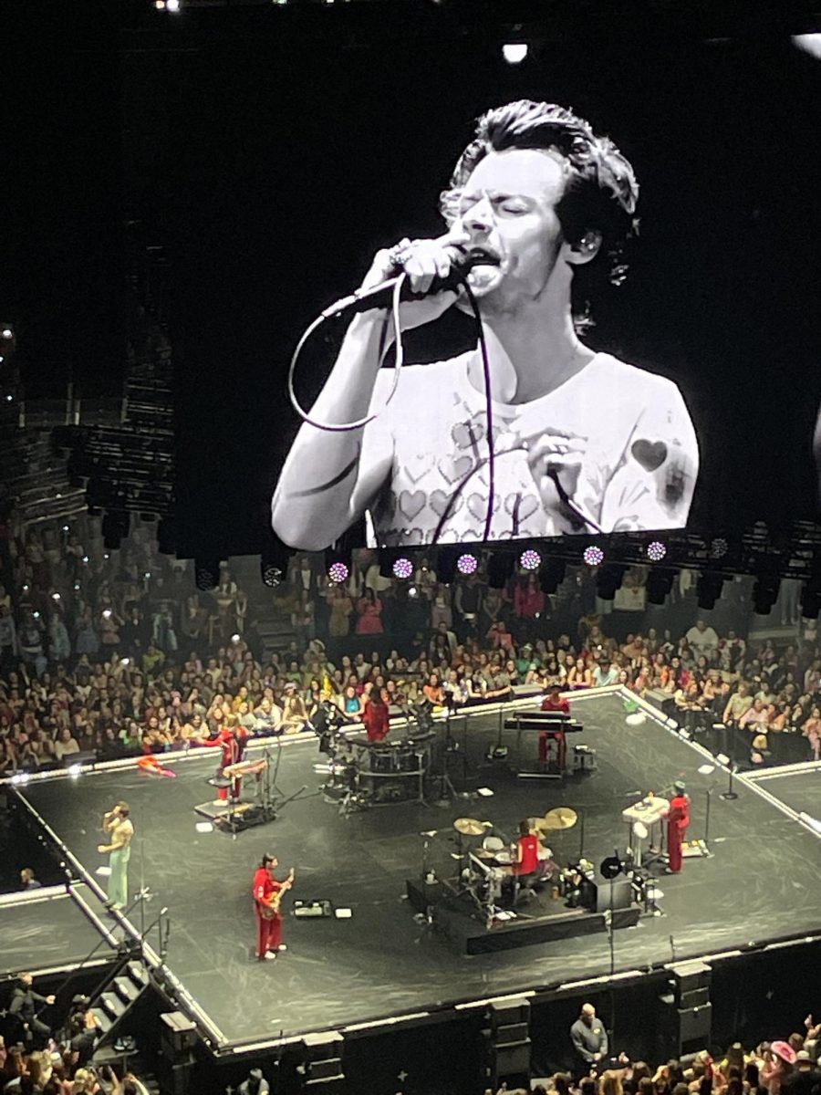 Harry Styles performs at Chicago’s United Center during his worldwide tour, “Love On Tour.”