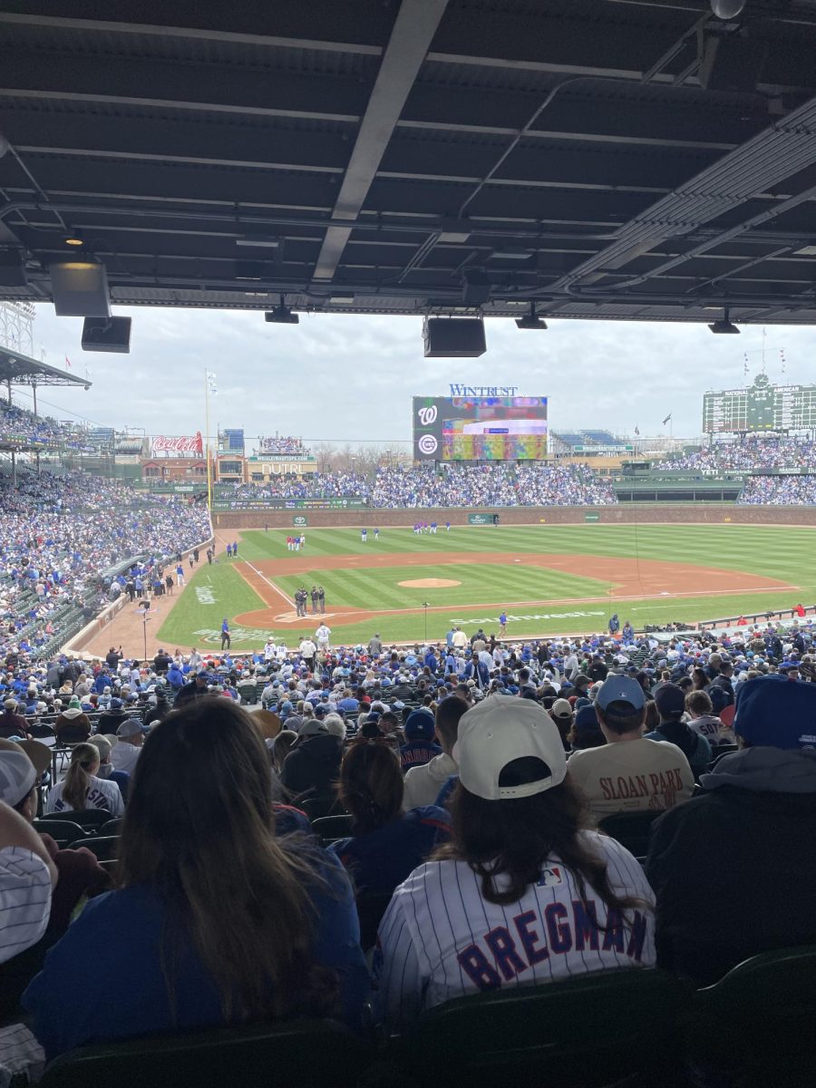 Karim Melek cheers on the Cubs at Wrigley Field.