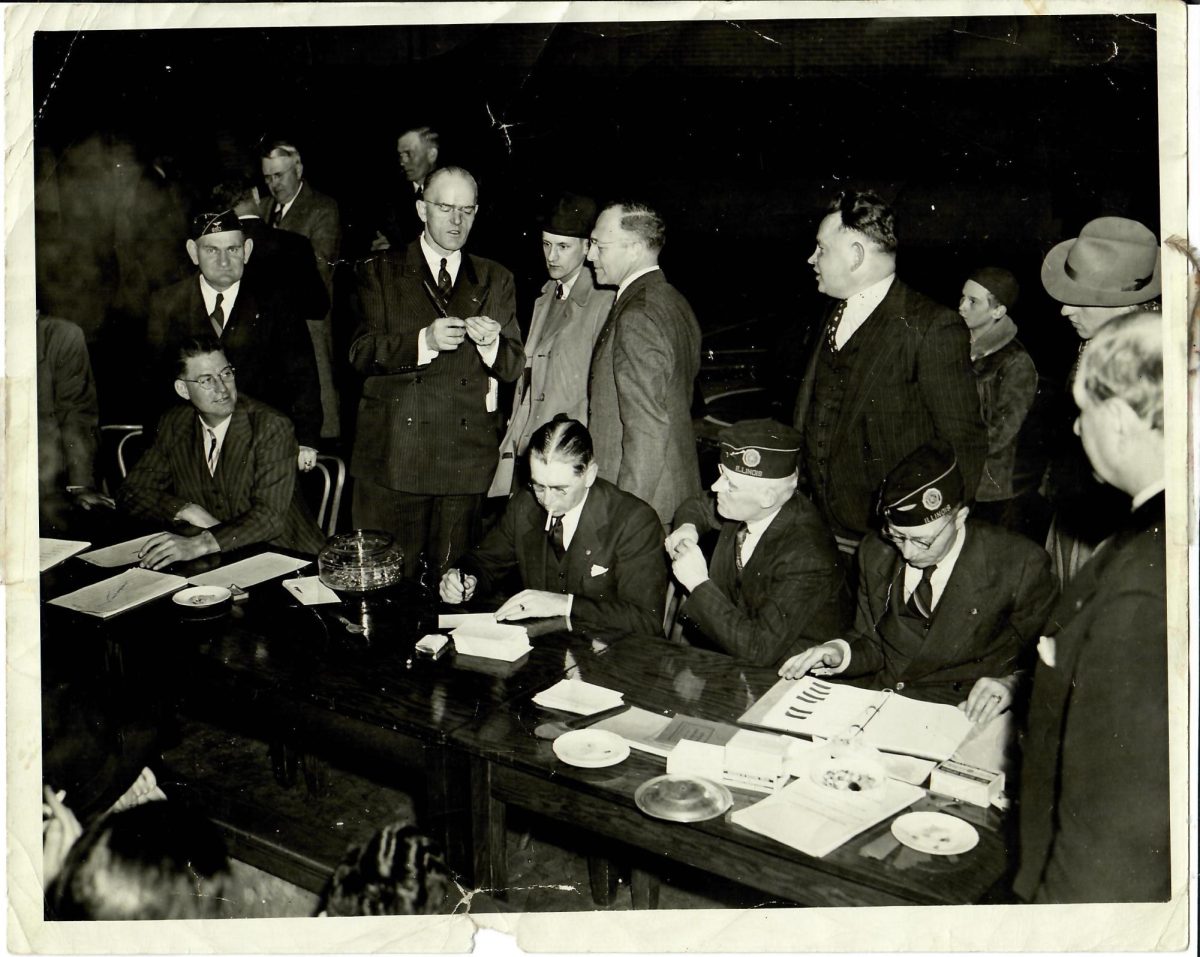 Palatine's Draft Board drafts names in the Selective Service lottery in 1941.

Courtesy of the Palatine Historical Society