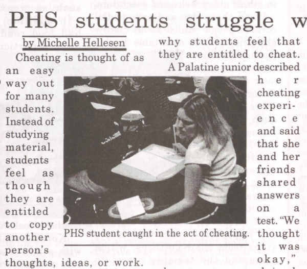 Features article captures Palatine student caught cheating in the 2000s.